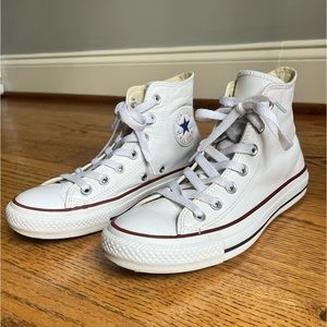 Converse White Leather Hi-Tops